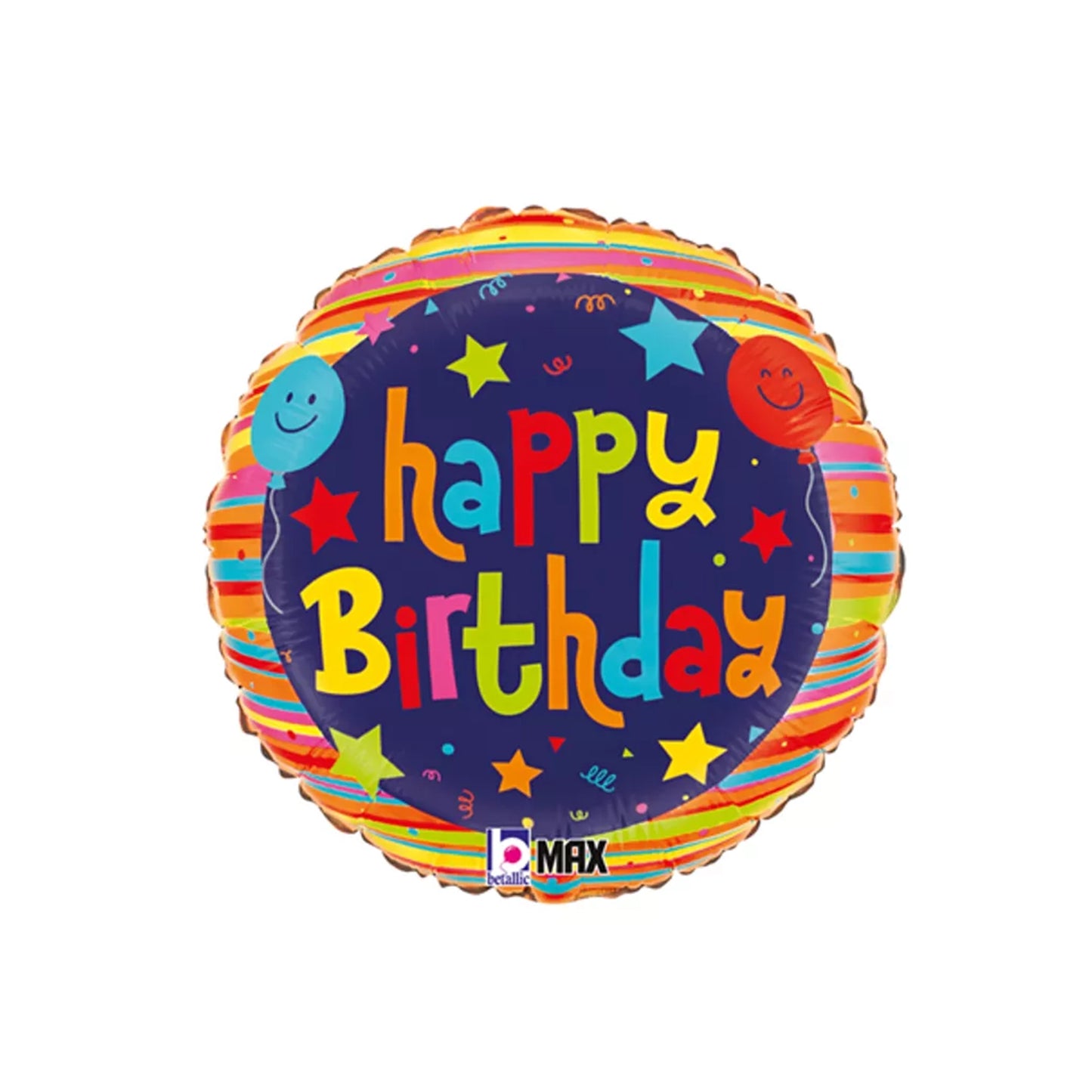 18" Round Foil Balloon - Happy Birthday Smiles