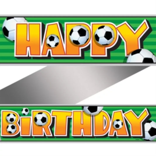 Holographic Foil Party Banner - Happy Birthday Football