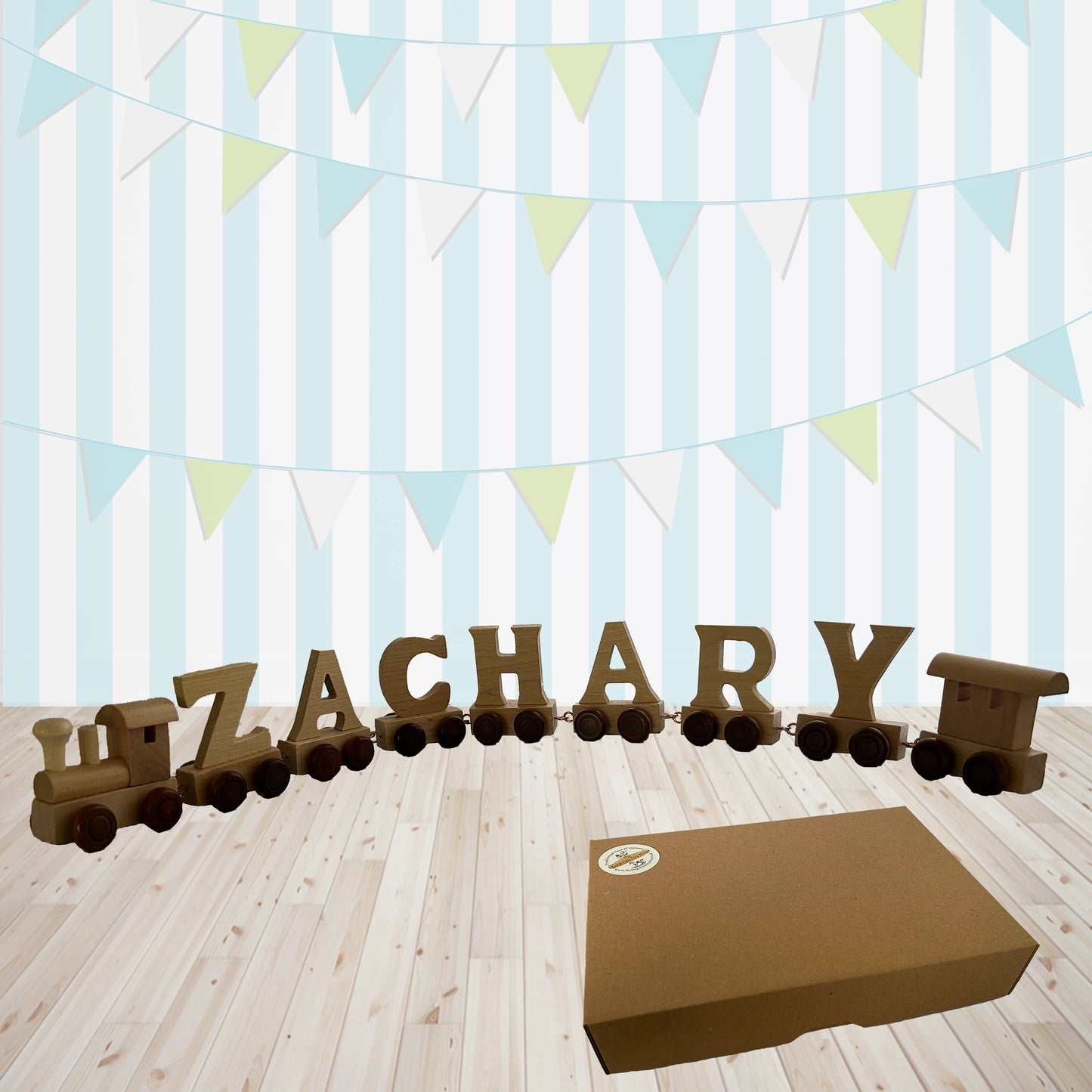 Personalised Natural Wooden Name Train - Ryantown Toys - The Forgotten Toy Shop